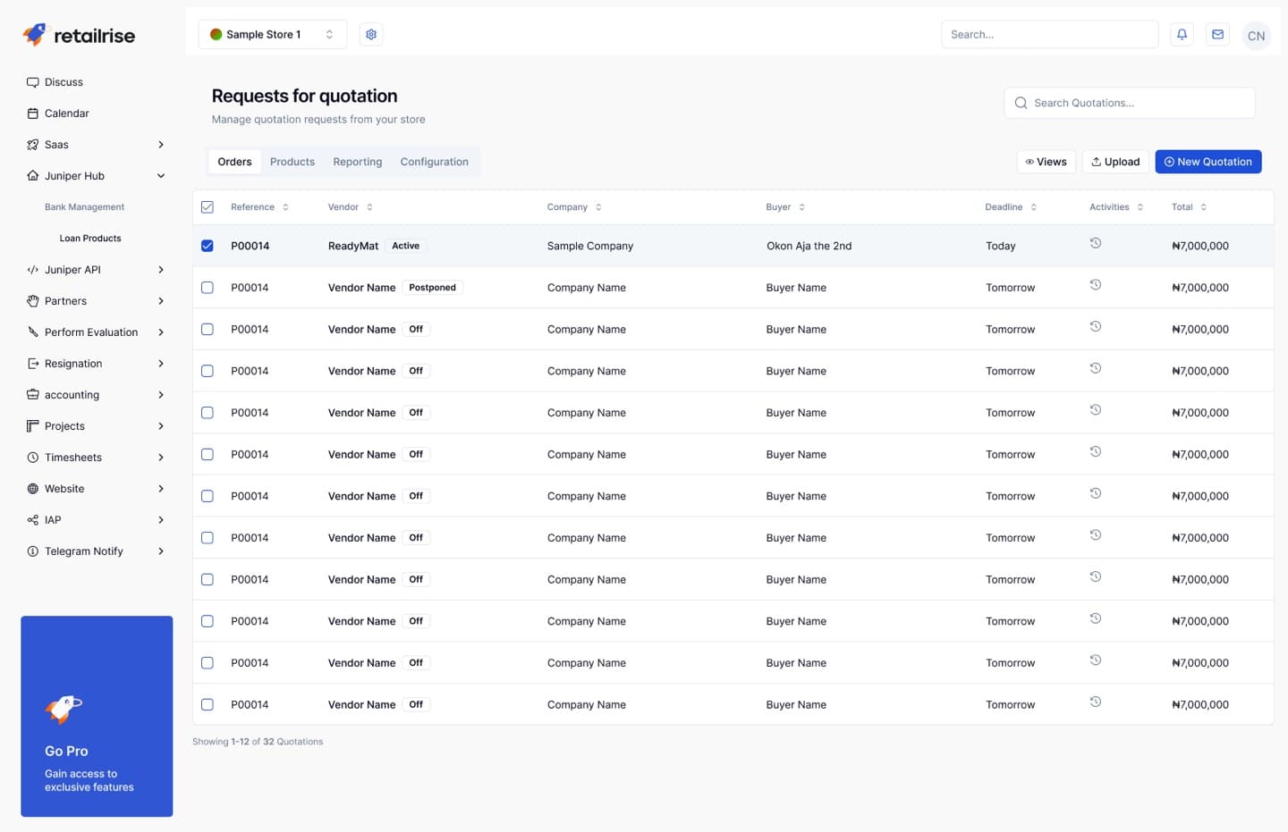 Retailrise — multi-store dashboard